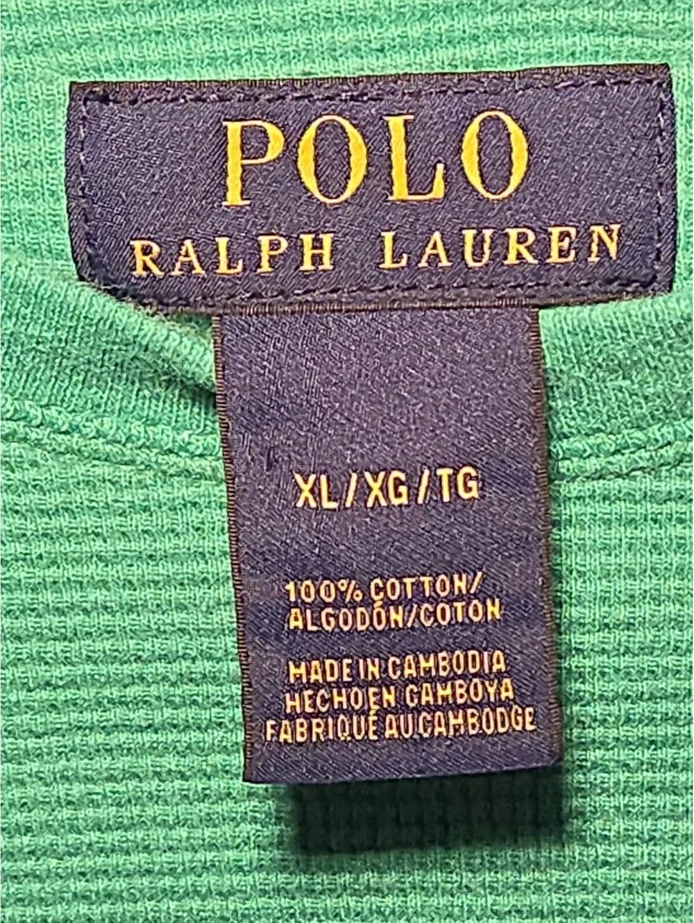 Polo Ralph Lauren Thermal Shirt Mens XL Green Waffle Knit Long Sleeve Pony Logo